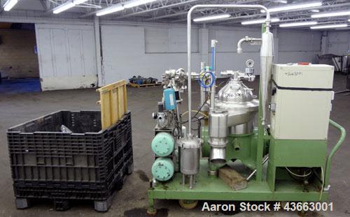 Used Westfalia SB-14-36-076 Desluder Disc Centrifuge. 316 Stainless Steel on product contact areas. Maximum bowl speed 7570 rpm. clarifier design (liquid/solid separation), self-thinking solids disch...