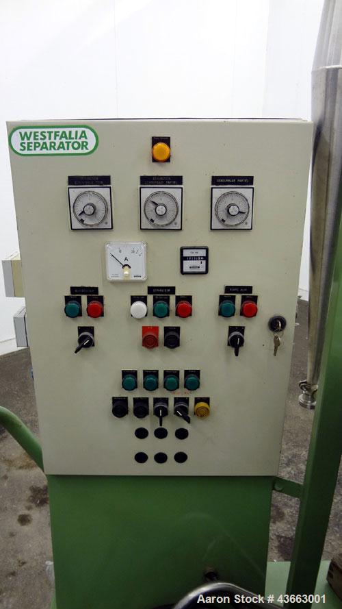 Used Westfalia SB-14-36-076 Desluder Disc Centrifuge. 316 Stainless Steel on product contact areas. Maximum bowl speed 7570 rpm. clarifier design (liquid/solid separation), self-thinking solids disch...