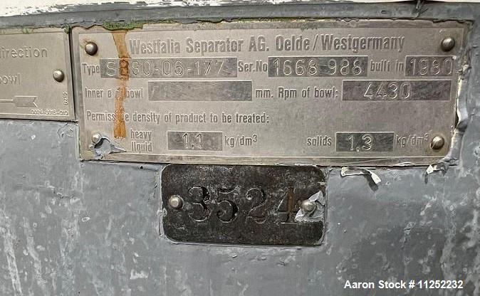 Used Westfalia Automatic Desluding Disc Centrifuge