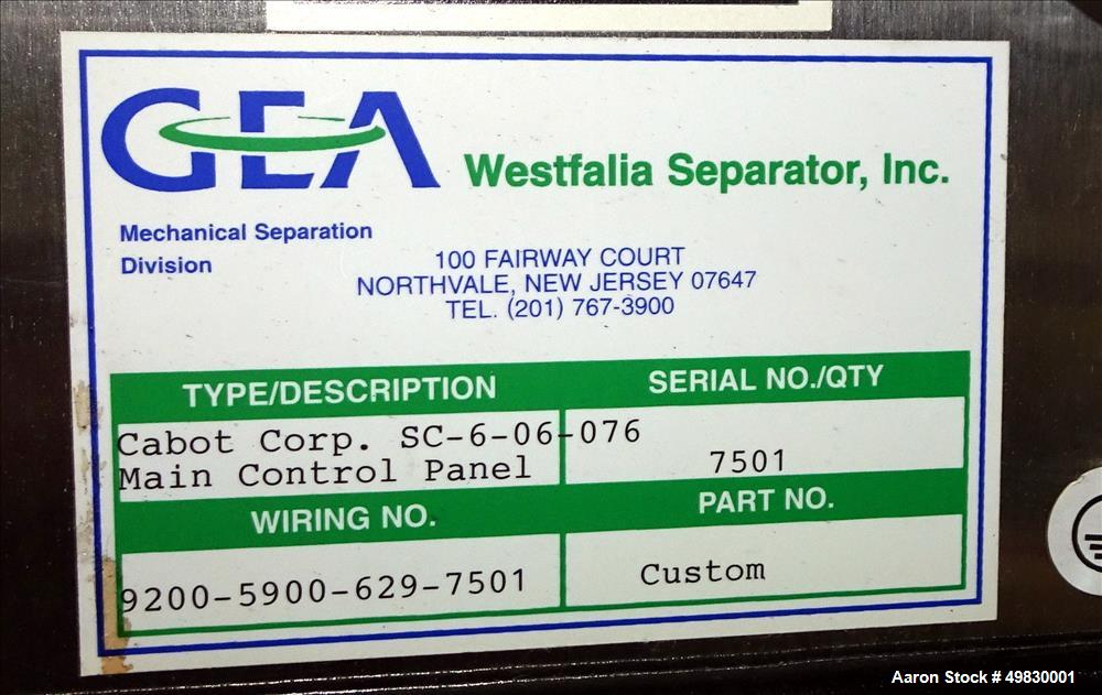 Used- GEA Westfalia SC-6-06-076 Desludger Disc Centrifuge