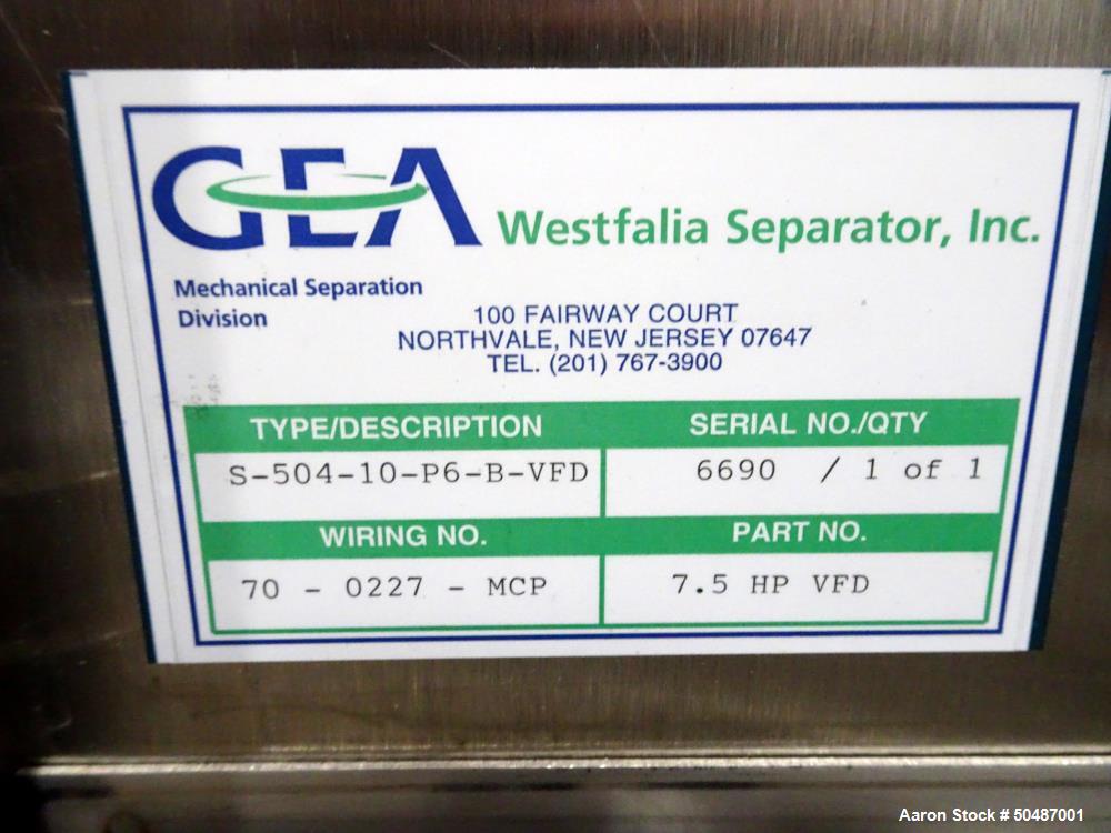 Used- GEA Westfalia Centrifuge