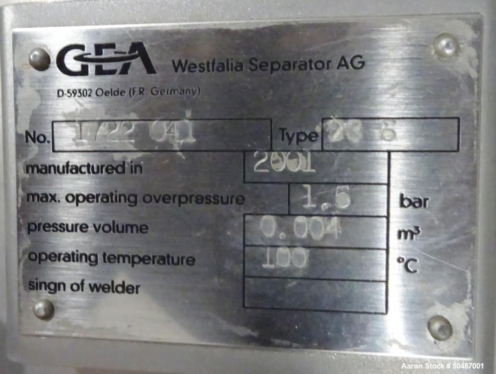 Used- GEA Westfalia Centrifuge