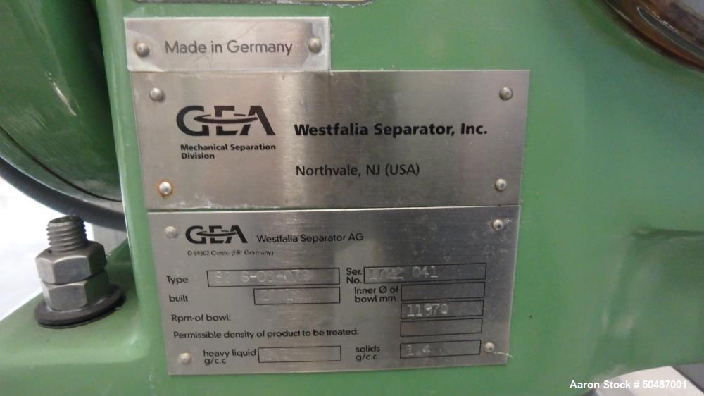 Used- GEA Westfalia Centrifuge