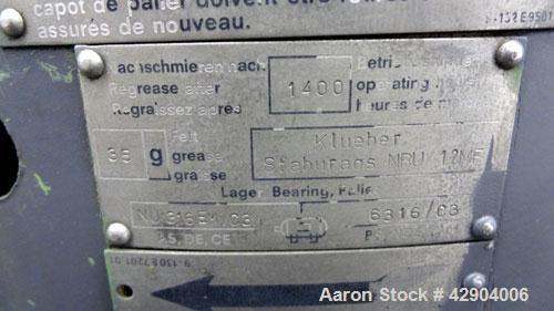 Used GEA Westfalia SC-70-36-777 Desludger Disc Centrifuge. Stainless steel construction (product contact areas), clarifier design (liquid/solids separation), timed solids discharge, centripetal pump ...