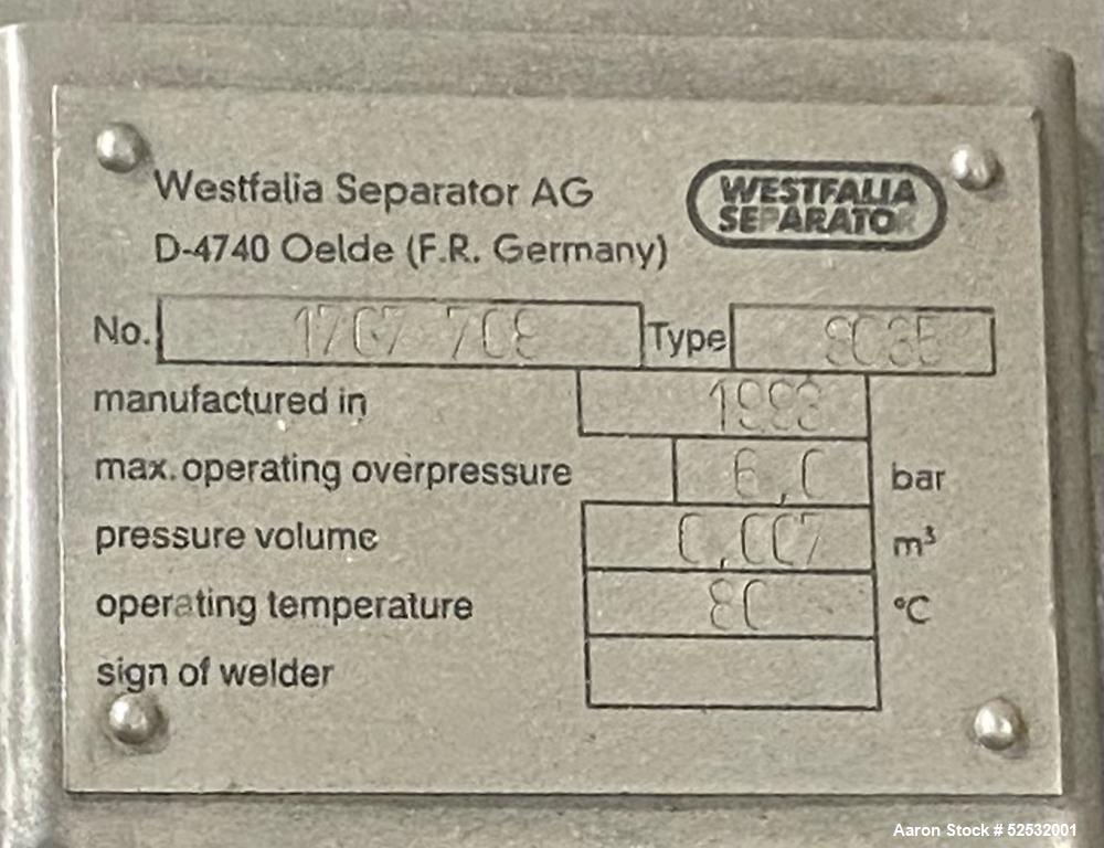 Used - Westfalia Separator Disc Centrifuge