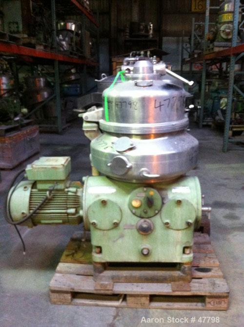 Used Stainless Steel Westfalia Desludger Disc Centrifuge, VA-35-09-566