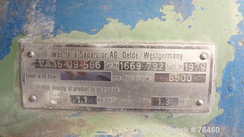 Used Stainless Steel Westfalia Desludger Disc Centrifuge, VA-35-09-566