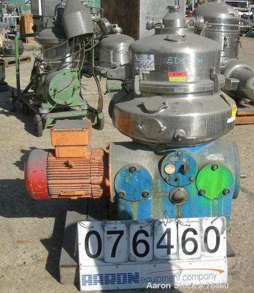 Used Stainless Steel Westfalia Desludger Disc Centrifuge, VA-35-09-566