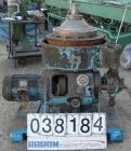 USED: Alfa-Laval AFPX-309-74B desludger centrifuge, 316 stainless steel, separator top feed. Driven by a 30 kw, 3/50/400/440 volt, 1445 rpm direct drive motor. Mounted on a carbon steel base.