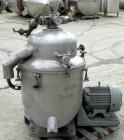 Used Alfa-Laval BRPX-207-19S-60 Desludger Centrifuge, 304 Stainless Steel. Purifier design, maximum bowl speed 6200 rpm, rated at 10 gpm. 7.5 hp motor, 440/3/60/1760 rpm.