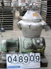 USED: Alfa Laval BRPX-309-34S Desludger Disc Centrifuge. Material of construction is 316 stainless steel, clarifier design, top feeding. Direct driven with 16.5 hp (11 kw) 3/50/220/380 volt, 1455 rpm...