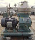 Used Alfa Laval BTPX-205-SGD-35-60 Desludger Disc Centrifuge, 2205 stainless steel bowl, 316 stainless steel top cover. Clarifier design, centripeal pump liquid discharge, 7.5 hp drive motor, 3/60/20...