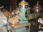 Used Alfa Laval BTPX-205-SGD-35-60 Desludger Disc Centrifuge, 2205 stainless steel bowl, 316 stainless steel top cover. Clarifier design, centripeal pump liquid discharge, 7.5 hp drive motor, 3/60/20...
