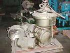 Used Alfa Laval CAFPX-207-XGV-19-60 Disc Centrifuge, 316 Stainless Steel. Light phase pump discharge, heavy phase overflow, outer rising channel. Driven by a 10 HP, 3/60/230/460 Volt, 1750 RPM Motor.