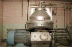 Used Alfa Laval CHPX-517-SGV-35CG Desludger Disc Centrifuge. 316 stainless steel construction on product contact areas, clarifier design, centripetal pump liquid discharge, timed solids discharge, wa...