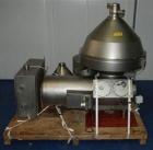 Used Alfa Laval HMRPX-518-HGV-74-50 Desludger Disc Centrifuge. Stainless steel construction (product contact areas), max bowl speed 3850 rpm, hermetic design, centripetal pump liquid discharge, direc...