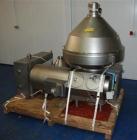 Used Alfa Laval HMRPX-518-HGV-74-50 Desludger Disc Centrifuge. Stainless steel construction (product contact areas), max bowl speed 3850 rpm, hermetic design, centripetal pump liquid discharge, direc...