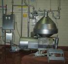 Used Alfa Laval HMRPX-518-HGV-74-50 Desludger Disc Centrifuge. Stainless steel construction (product contact areas), max bowl speed 3850 rpm, hermetic design, centripetal pump liquid discharge, direc...