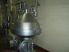 Used Alfa Laval HMRPX-518-HGV-74-50 Desludger Disc Centrifuge. Stainless steel construction (product contact areas), max bowl speed 3850 rpm, hermetic design, centripetal pump liquid discharge, direc...