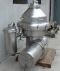 USED: Alfa Laval MRPX-214-TGC desludger disc centrifuge, stainless steel construction on product contact areas. Clarifier design, centripetal pump liquid discharge, direct drive configuration, approx...