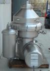USED: Alfa Laval MRPX-214-TGC desludger disc centrifuge, stainless steel construction on product contact areas. Clarifier design, centripetal pump liquid discharge, direct drive configuration, approx...
