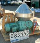 Used Alfa Laval MRPX-410-TGD-74 Desludger Disc Centrifuge. 329 Stainless Steel Construction on Product Contact Areas. Concentrator design, light and heavy phase centripetal pumps, timed solids discha...