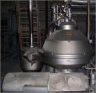 Used Alfa Laval PX-90 Desludging Disc Centrifuge, stainless steel construction (product contact areas), max bowl speed 4250 rpm, separator design, centripetal pump liquid discharge, approximately 30 ...