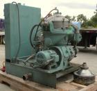 Used Delaval MAPX-309-BGT-29-60/4094-14 Guardian Purifier Disc Centrifuge, 316 Stainless Steel. Maximum bowl speed 1700-1800 rpm. Direct driven by a 15 hp motor. Skid mounted with control panel.