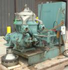 Used Delaval MAPX-309-BGT-29-60/4094-14 Guardian Purifier Disc Centrifuge, 316 Stainless Steel. Maximum bowl speed 1700-1800 rpm. Direct driven by a 15 hp motor. Skid mounted with control panel.