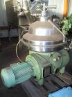 USED: Westfalia CSA-160-47-076 disc bowl polishing centrifuge. Clarifier design. 316 stainless steel product contact parts. Bowl speed 6800 rpm maximum. Hermetic design. Sediment holding space 8.0 li...