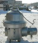 USED: Westfalia MSA-160-01-076 desludger disc centrifuge. 316 stainless steel construction on product contact areas, max bowl speed 4100 rpm, separator design, centripetal pump liquid discharge, 37 k...