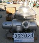 USED: Westfalia separator, type MSA-90-01-076. 316 stainless steel construction. Self-desludging. Max bowl speed 5920 rpm by a 27.75 hp/ 18.5 kw-380 volt/50 cycle/3 ph Loher type A180LA-4 motor.
