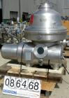 USED: Westfalia MSB200-01-076 desludger disc centrifuge. 316 stainless steel construction on product contact areas. Max bowl speed 4700 rpm, separator design, light phase and heavy phase centripetal ...