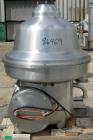 USED: Westfalia MSB200-01-076 desludger disc centrifuge. 316 stainless steel construction on product contact areas. Max bowl speed 4700 rpm, separator design, light phase and heavy phase centripetal ...