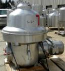USED: Westfalia MSB200-01-076 desludger disc centrifuge. 316 stainless steel construction on product contact areas. Max bowl speed 4700 rpm, separator design, light phase and heavy phase centripetal ...