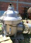 Used Westfalia MSD-60-06-076 Desludger Disc Centrifuge. 316 stainless steel construction on product contact areas. Max bowl speed 5420 rpm, clarifier design, centripetal pump liquid discharge, 37 kW ...