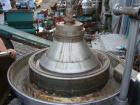 Used Westfalia separator, type RSA60-01-076. Material of construction is 316 stainless steel. Max bowl speed 6450 rpm by a 22.5 hp/15 kw-380 volt/50 cycle/3 ph motor. Includes sludge tank.