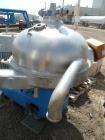 Used Westfalia SA-100 Desludger Disc Centrifuge. 316 Stainless steel construction (product contact areas). Separator design (liquid/liquid/solids separation). Centripetal pump and gravity overflow li...
