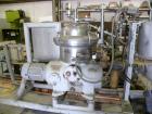 Used Westfalia SA-14-06-076 Desludger Disc Centrifuge, 316 stainless steel construction on product contact areas. Maximum bowl speed 7560 rpm, clarifier design (liquid/solids), centripetal pump liqui...