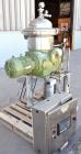 Used Westfalia SA-14-06-076 Desludger Disc Centrifuge, 329 Stainless steel construction on product contact areas. Maximum bowl speed 7560 rpm, clarifier design (liquid/solids separation), centripetal...