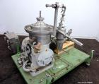 Used Westfalia SA-14-06-076 Desludger Disc Centrifuge.  329 Stainless steel construction on product contact areas. Maximum bowl speed 7560 rpm, clarifier design (liquid/solids), centripetal pump liqu...