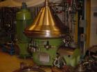 USED: Westfalia SA-160-06-177 Desludger Disc Centrifuge. Material of construction is stainless steel on product contact parts. Max bowl speed 3300 rpm by a 187.5 hp/125 kw, 380 volt/50 cycle/3 ph bel...