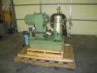 Used Westfalia SA-1-01-175 Desludger Disc Centrifuge.  Stainless steel construction (product contact areas), separator design (liquid/liquid/solids) separation, light and heavy phase centripetal pump...