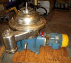 Used Westfalia SA-20-47-576 Desludger Disc Centrifuge. 316 stainless steel construction (product contact areas), max bowl speed 6400 rpm, hydrohermetic design, clarifier design, centripetal pump liqu...