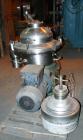 USED: Westfalia SA-20-06-576 desludger disc centrifuge, 316 stainless steel construction (product contact areas). Max bowl speed 6540 rpm, clarifier design, centripetal pump liquid discharge, direct ...