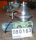 USED: Westfalia SA-35-03-076 desludger disc centrifuge, stainlesssteel construction on product contact areas. Max bowl speed 6600 rpm,separator design, heavy phase centripetal pump liquid discharge,l...