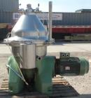 Used Westfalia SA-35-06-076 Desludger Disc Centrifuge. Stainless steel, clarifier design (liquid/solids separation), maximum bowl speed is 6550 rpm, centripetal pump liquid discharge,18.5 kW / 27.75 ...