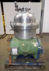Used Westfalia SA-45-03-076 Disc Centrifuge. 316 Stainless steel construction (product contact areas). Maximum bowl speed 5000 rpm, separator design (Liquid/liquid/solids separation), heavy phase cen...