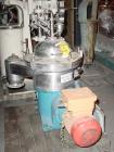 USED: Westfalia SA-14-01-576 desludger disc centrifuge, 316 stainlesssteel construction on product contact areas. Max bowl speed 7570 rpm,separator design, light and heavy phase centripetal pump liqu...