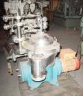 USED: Westfalia SA-14-01-576 desludger disc centrifuge, 316 stainlesssteel construction on product contact areas. Max bowl speed 7570 rpm,separator design, light and heavy phase centripetal pump liqu...